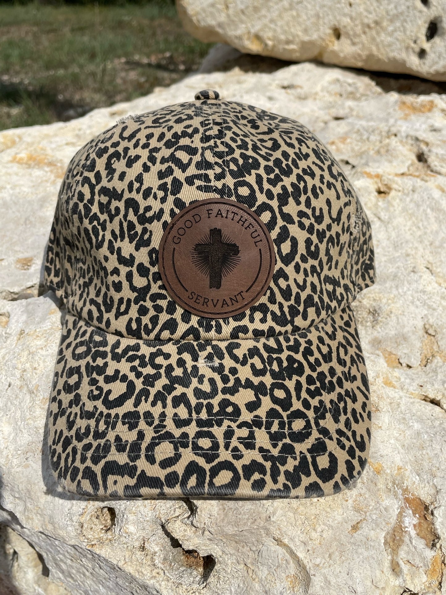 The Classic Leather Patch Hat- Leopard